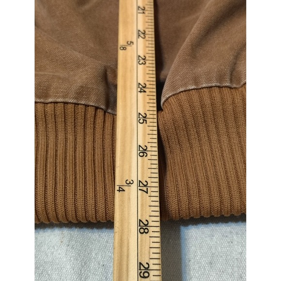 Carhartt Active Jacket Mens Brown Cotton Duck Canvas Insulated Hooded Work Coat - Picture 13 of 13